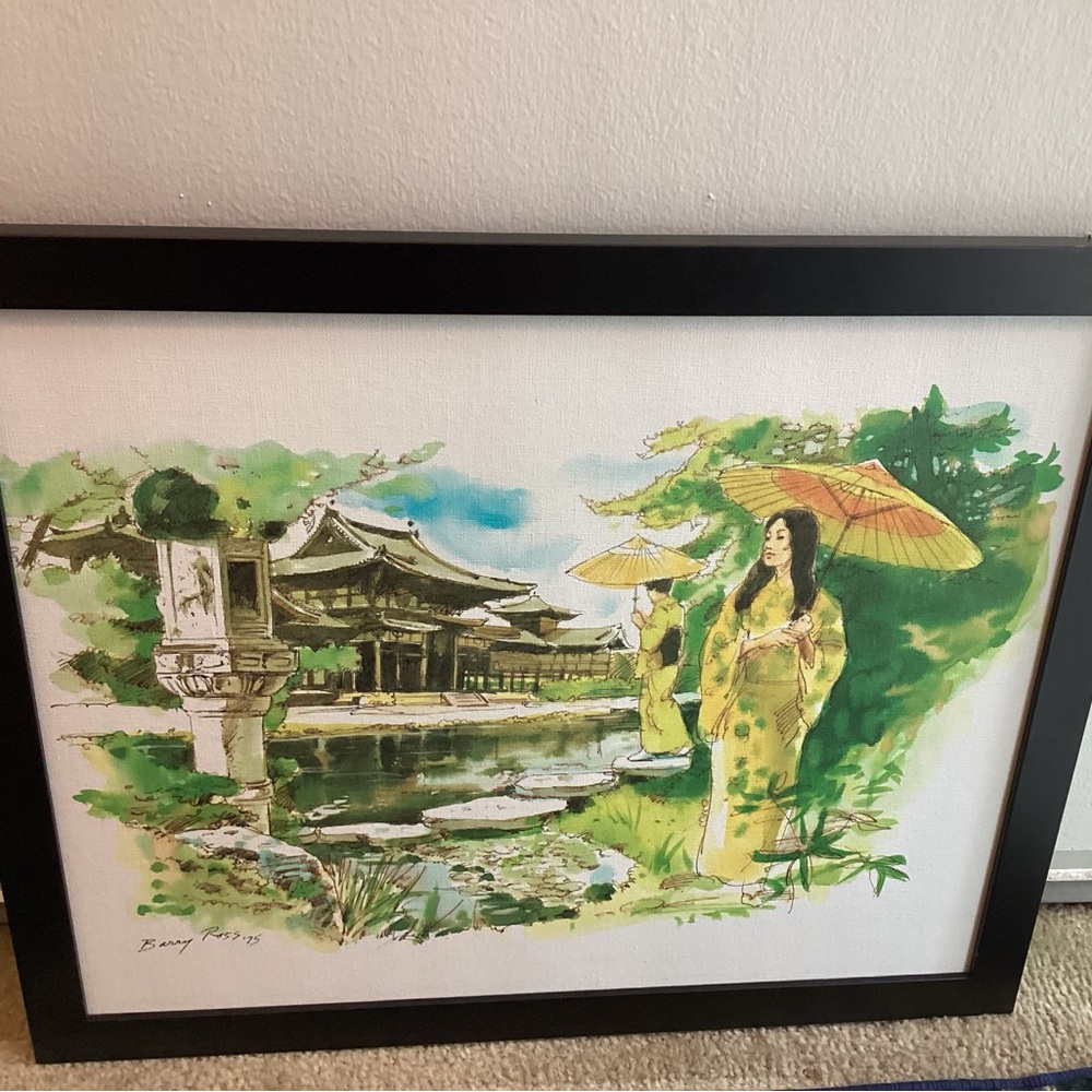Barry Ross Vintage 1975 water color painting Oriental